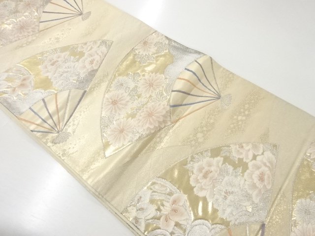 JAPANESE KIMONO / FUKURO OBI / FLORAL PATTERN WOVEN THE FAN DESIGN